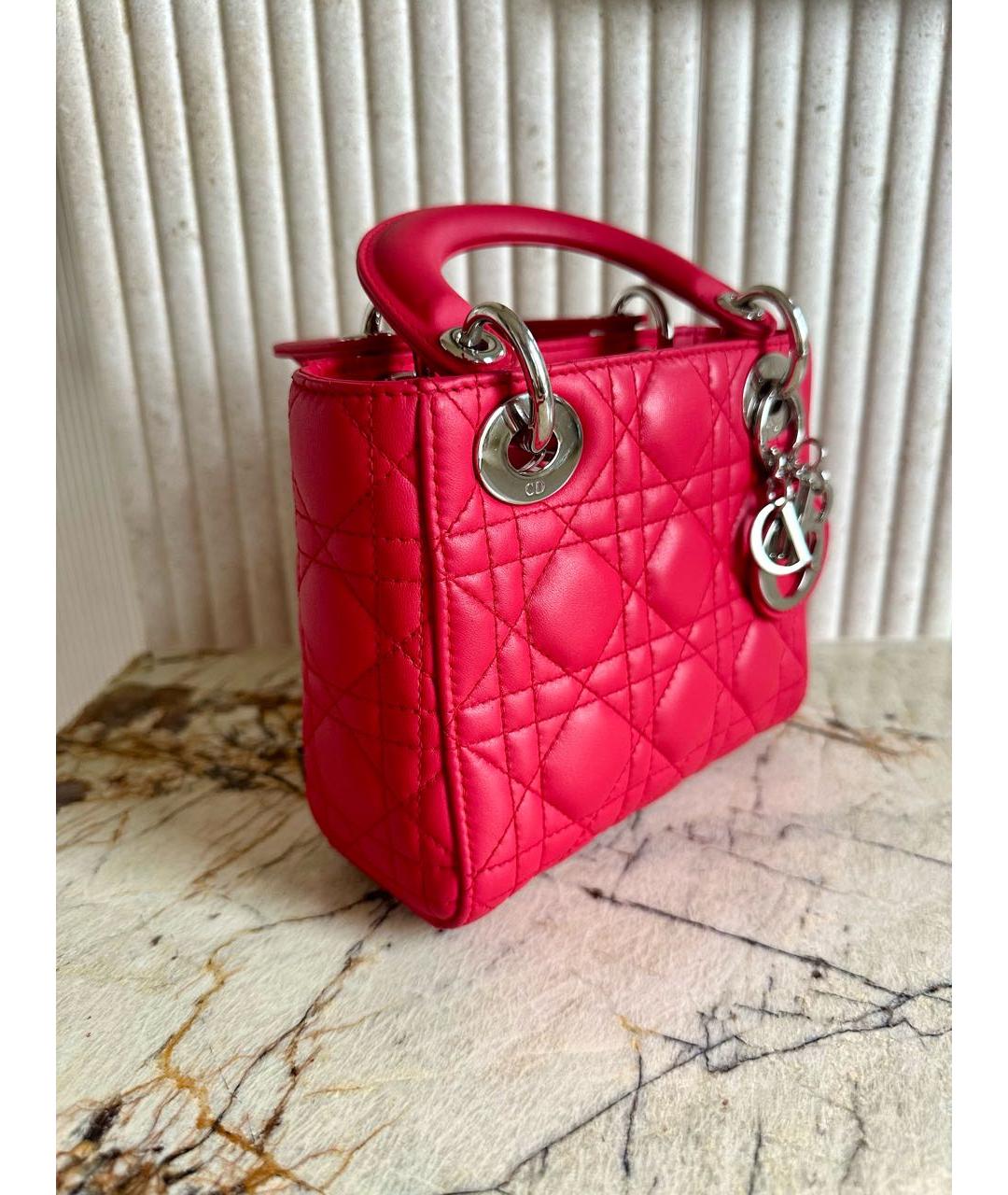 CHRISTIAN DIOR Красная кожаная сумка с короткими ручками, фото 2