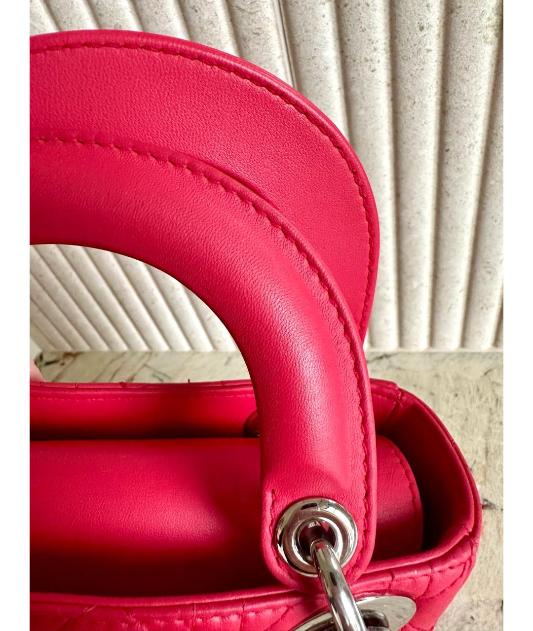CHRISTIAN DIOR Красная кожаная сумка с короткими ручками, фото 8