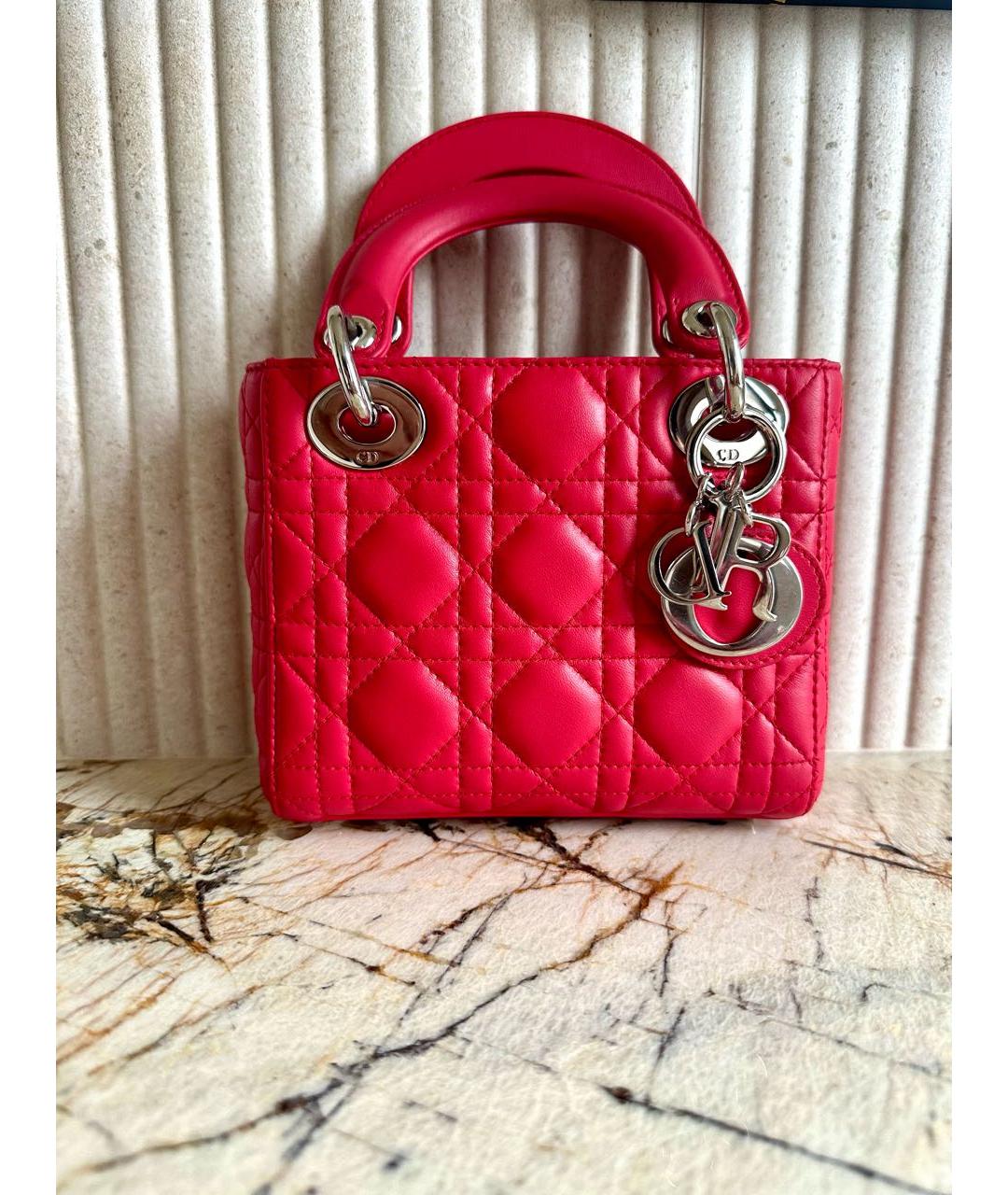 CHRISTIAN DIOR Красная кожаная сумка с короткими ручками, фото 9