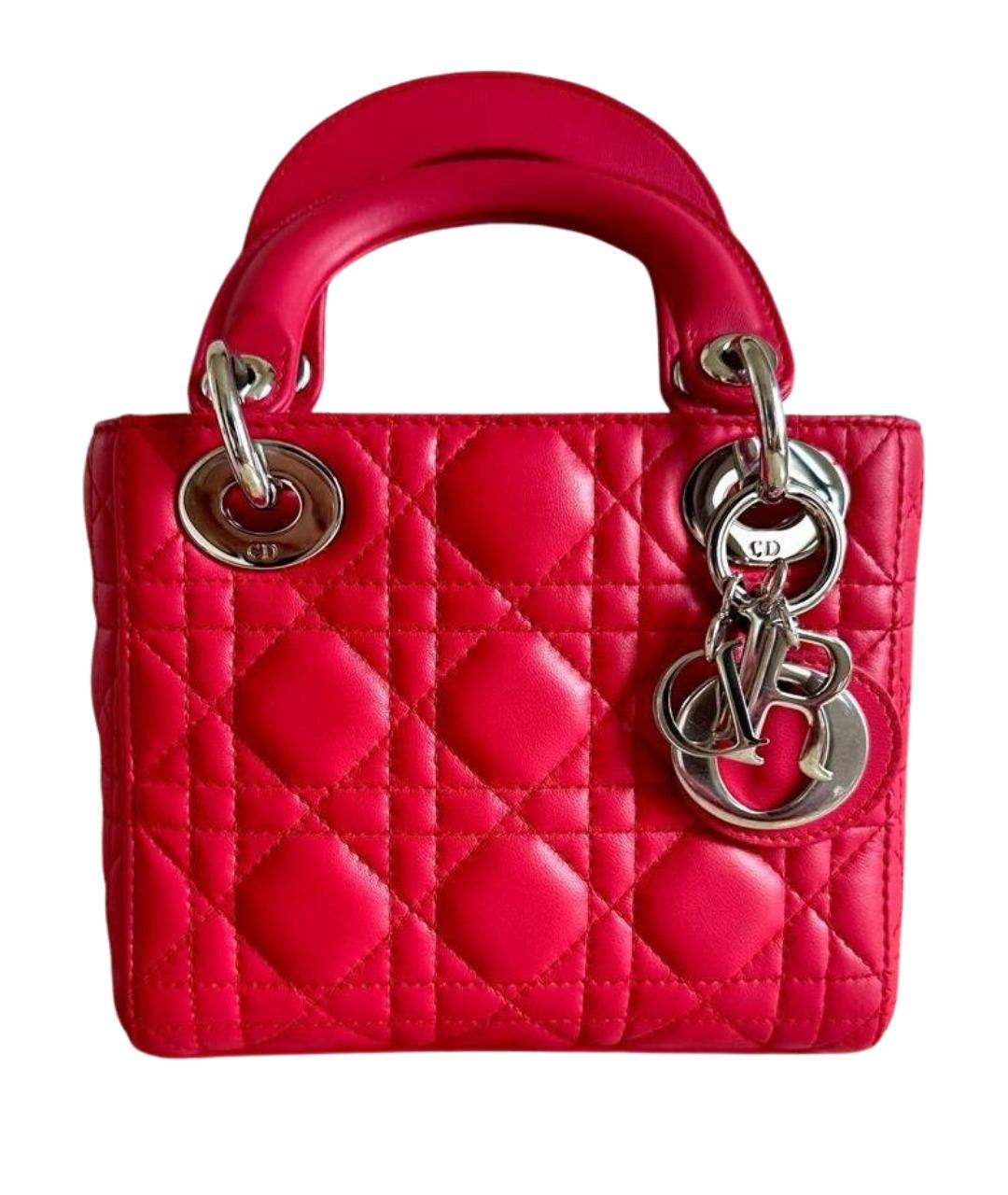 CHRISTIAN DIOR Красная кожаная сумка с короткими ручками, фото 1