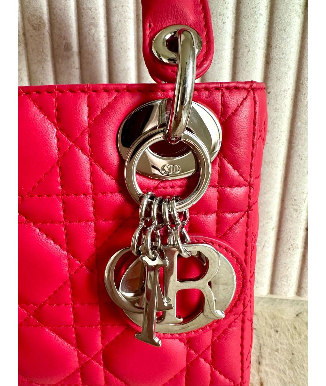 CHRISTIAN DIOR Красная кожаная сумка с короткими ручками, фото 5