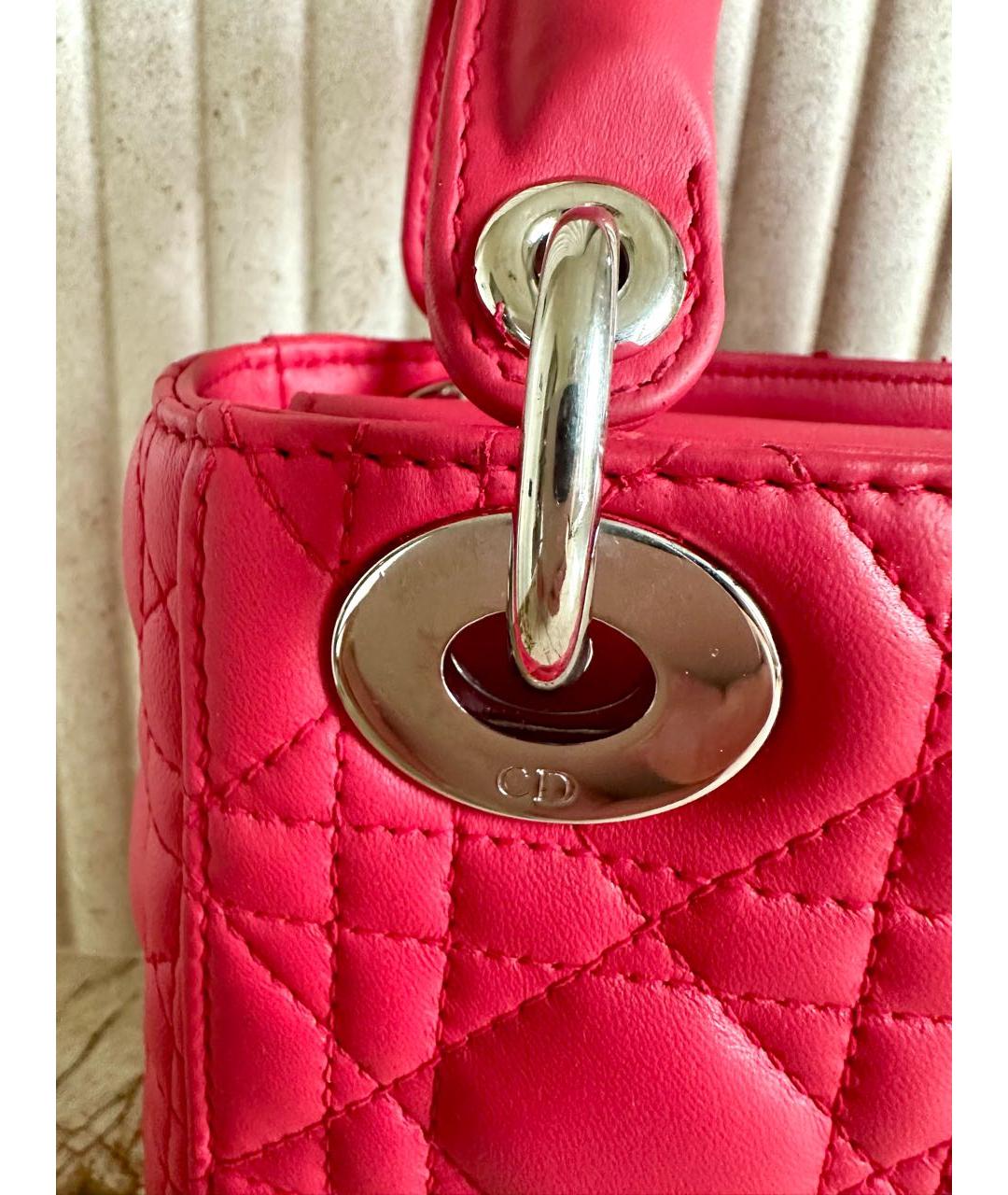 CHRISTIAN DIOR Красная кожаная сумка с короткими ручками, фото 6