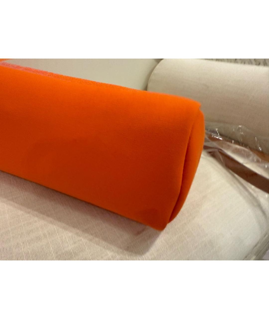 HERMES Оранжевая тканевая сумка с короткими ручками, фото 6