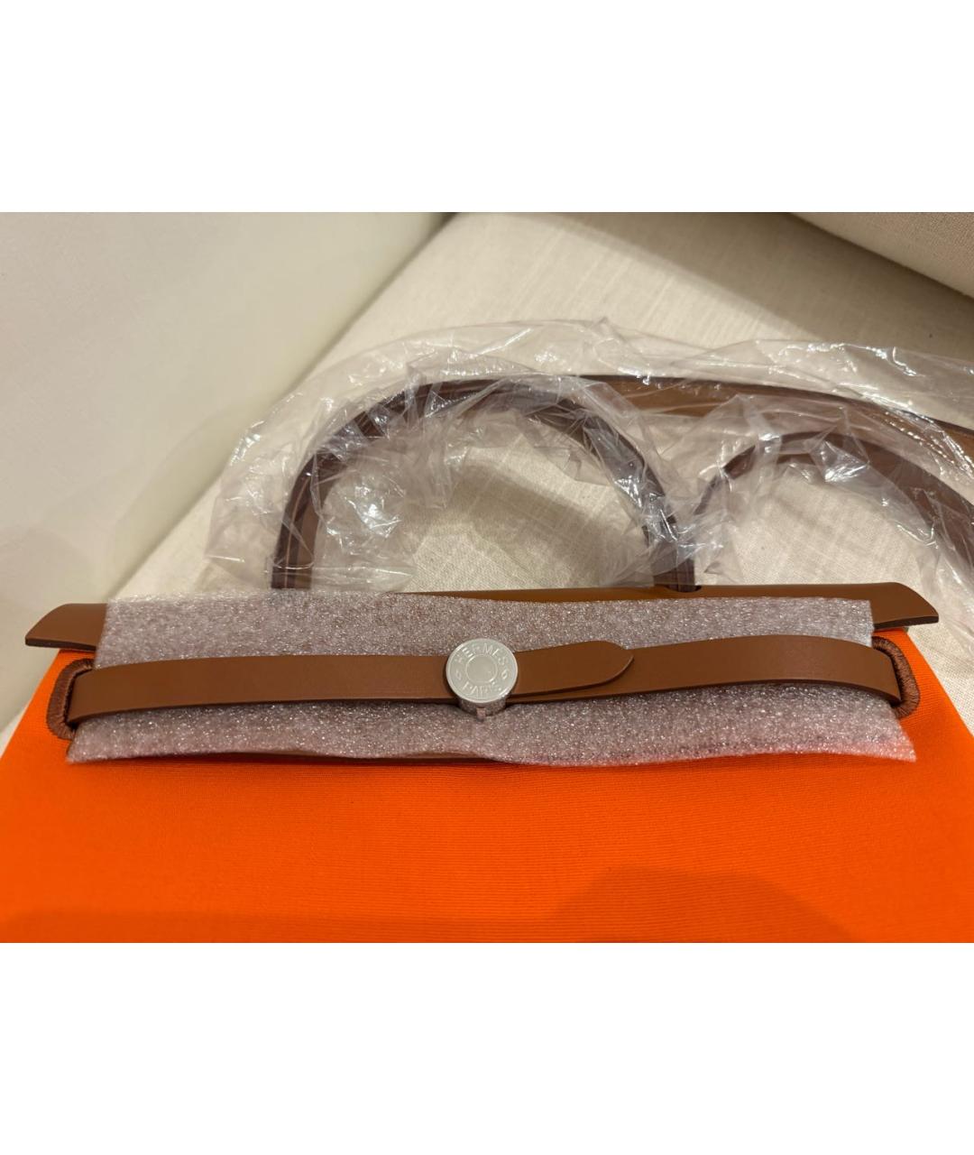 HERMES Оранжевая тканевая сумка с короткими ручками, фото 8