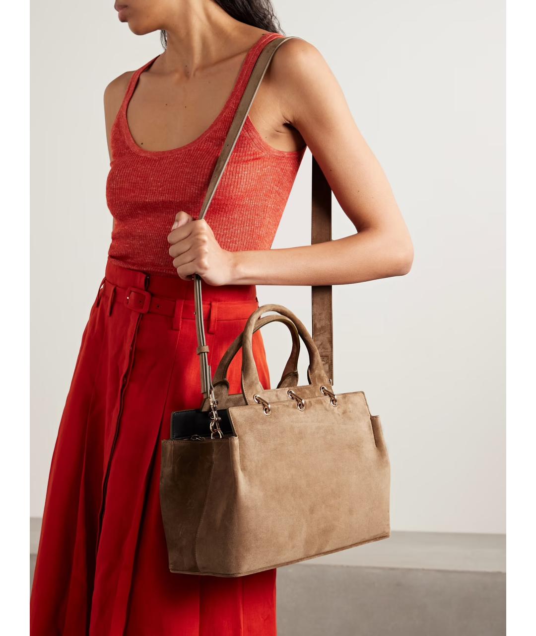 GABRIELA HEARST Коричневая замшевая сумка с короткими ручками, фото 2