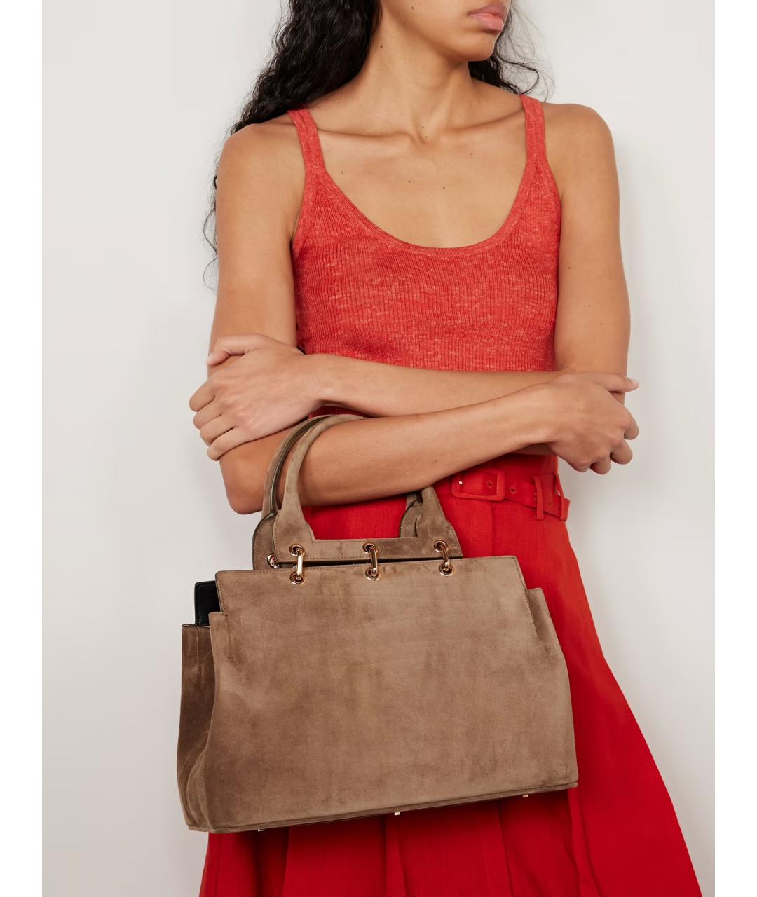 GABRIELA HEARST Коричневая замшевая сумка с короткими ручками, фото 3