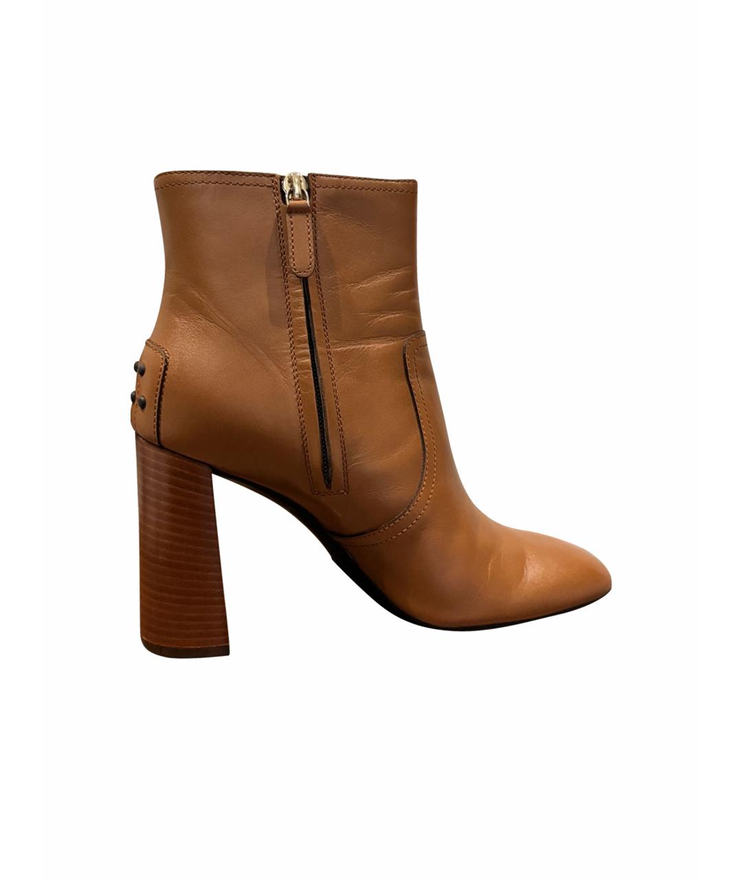 TOD'S Коричневые кожаные ботильоны, фото 1