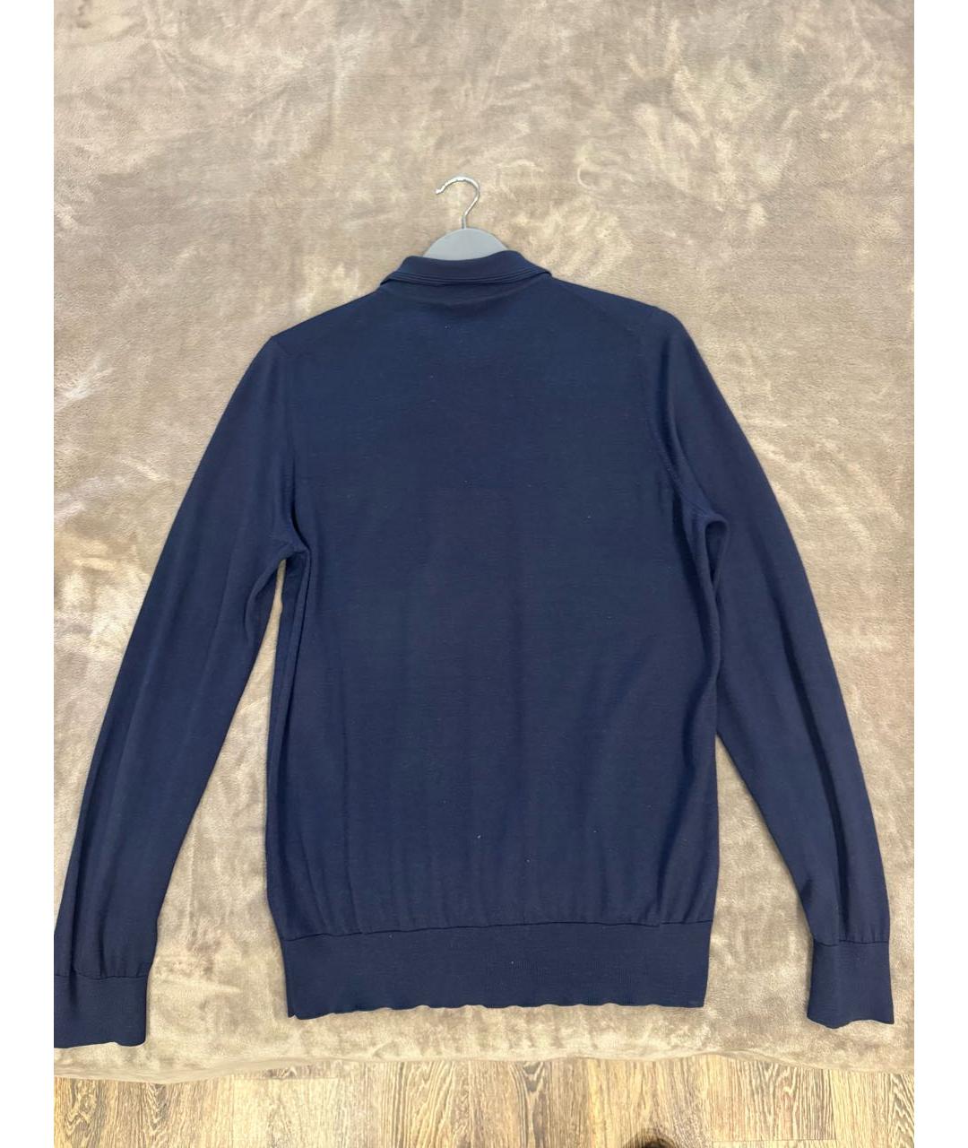 ZILLI Темно-синее поло с длинным рукавом, фото 2