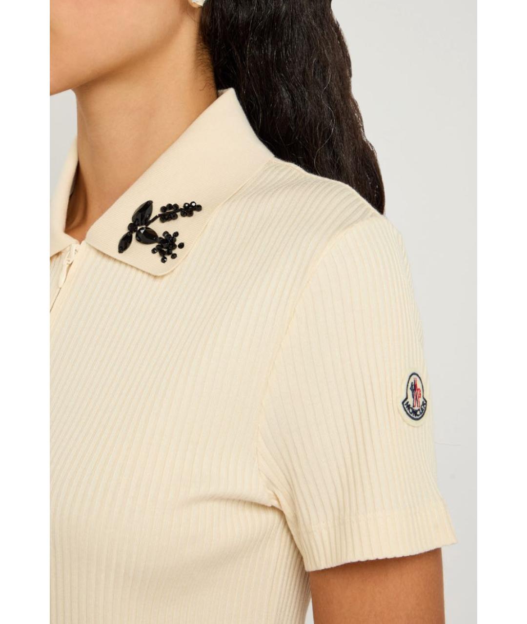 MONCLER Бежевая хлопковая футболка, фото 5