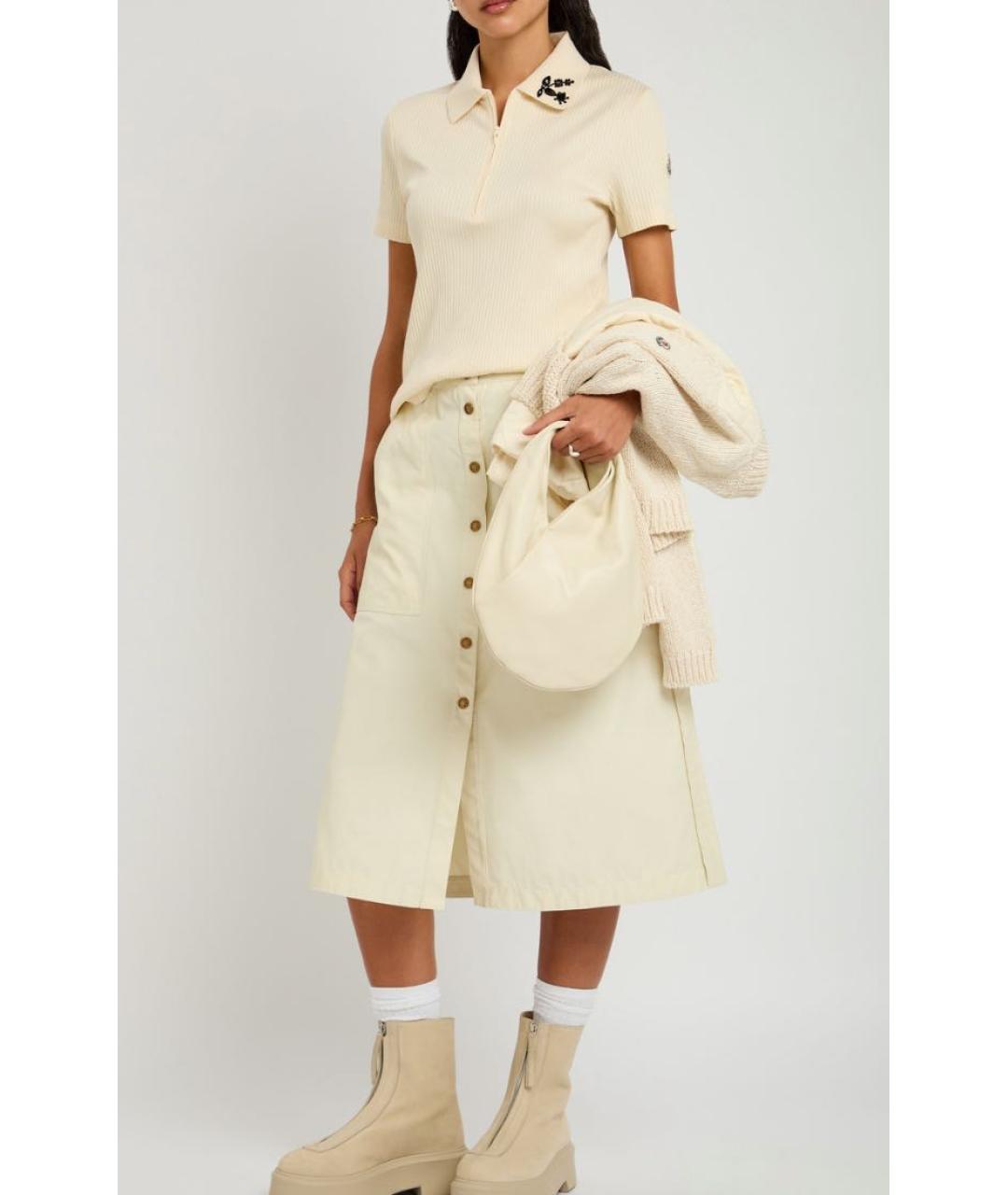 MONCLER Бежевая хлопковая футболка, фото 8