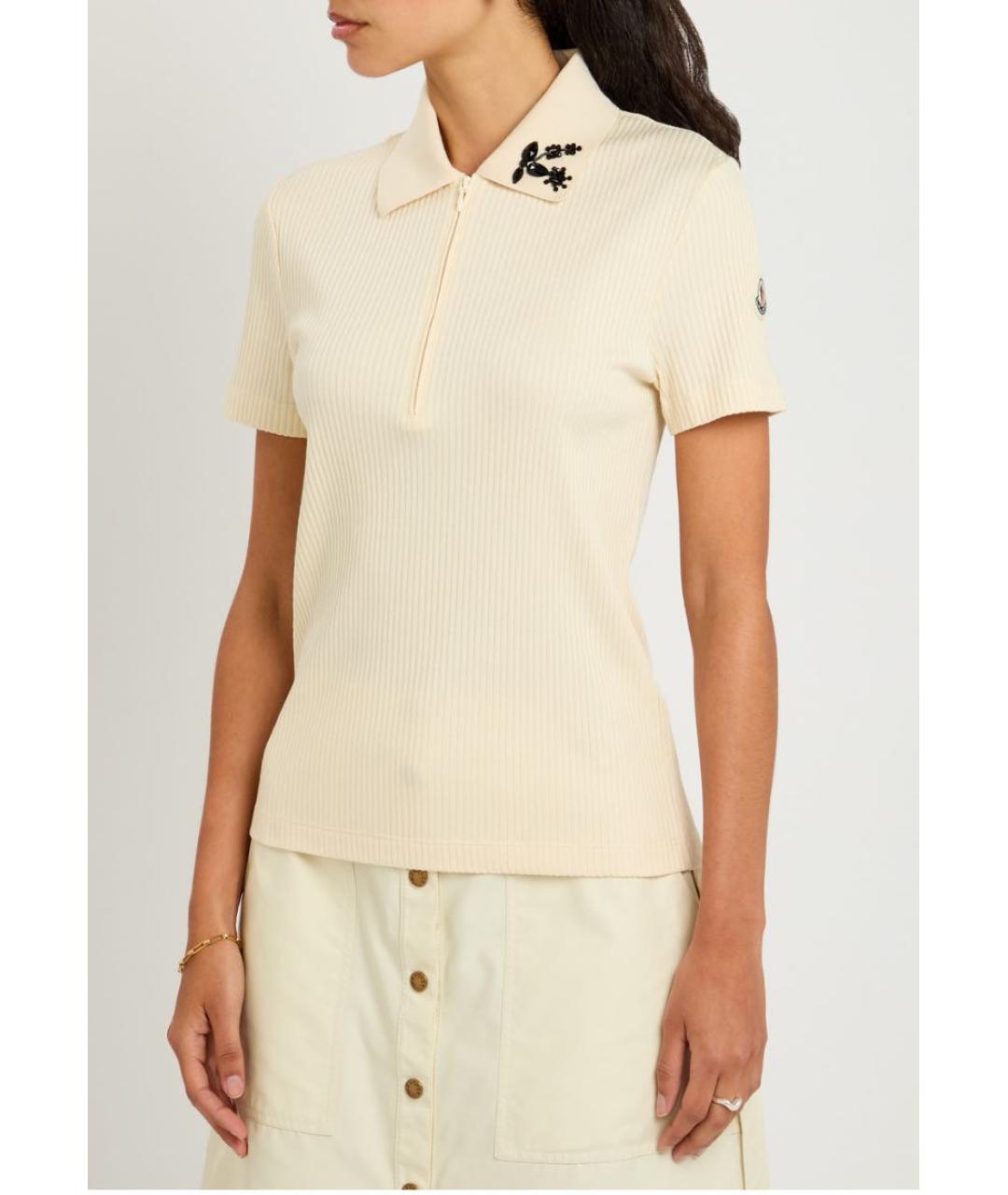 MONCLER Бежевая хлопковая футболка, фото 4