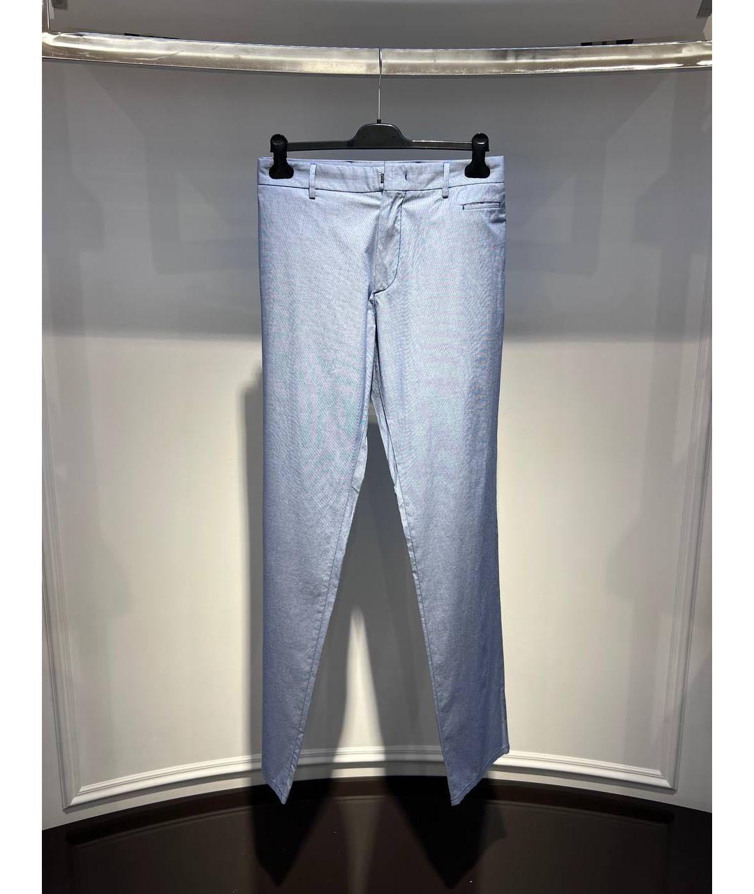 ZZEGNA Голубые хлопковые классические брюки, фото 4