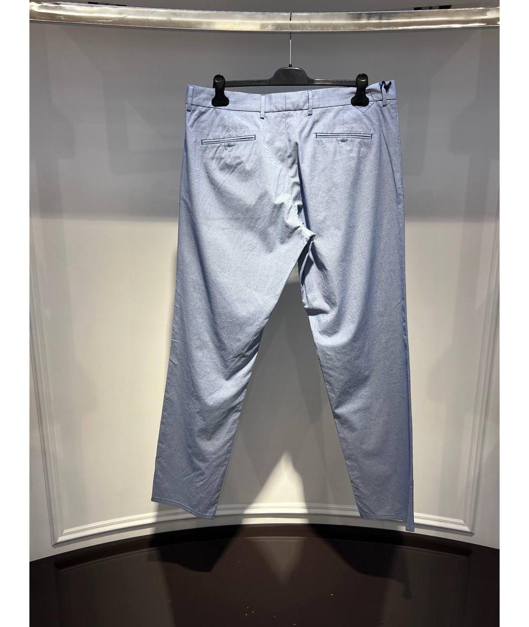 ZZEGNA Голубые хлопковые классические брюки, фото 2