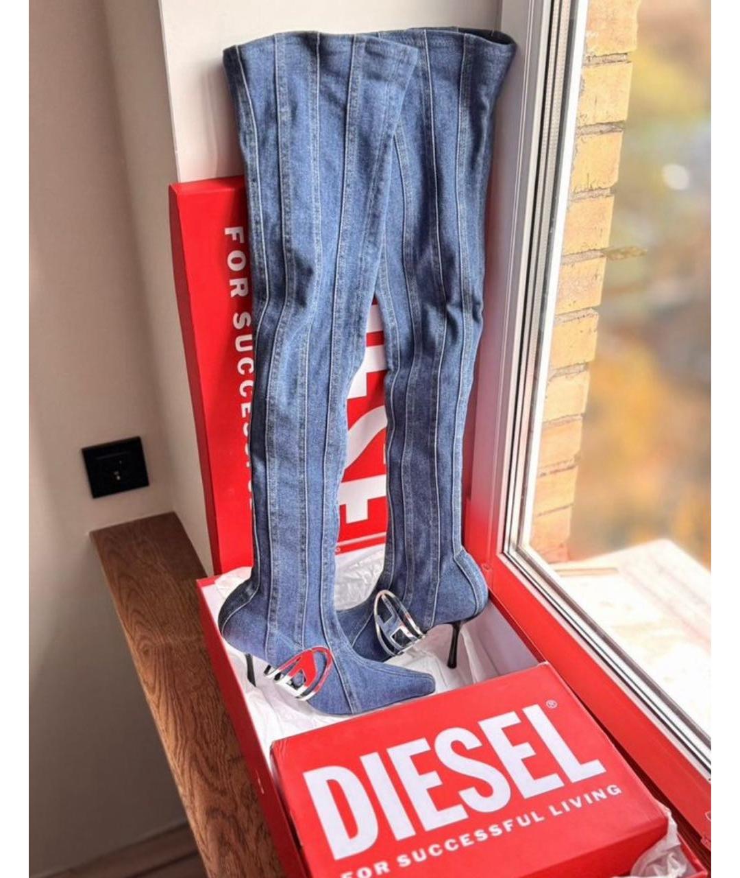 DIESEL Синие ботфорты, фото 8