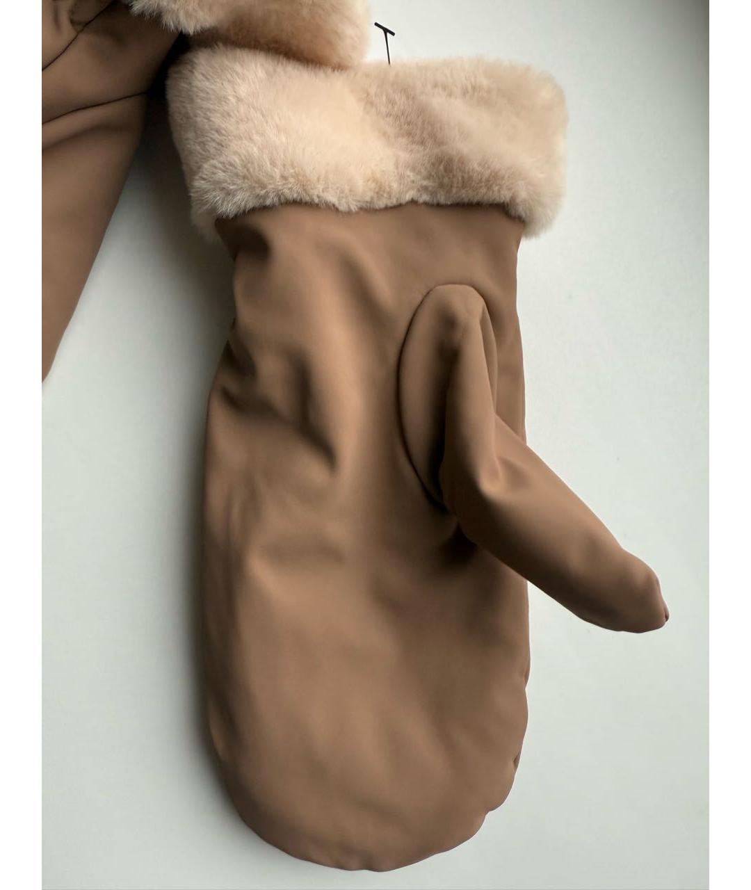 MAX MARA Бежевые варежки, фото 3