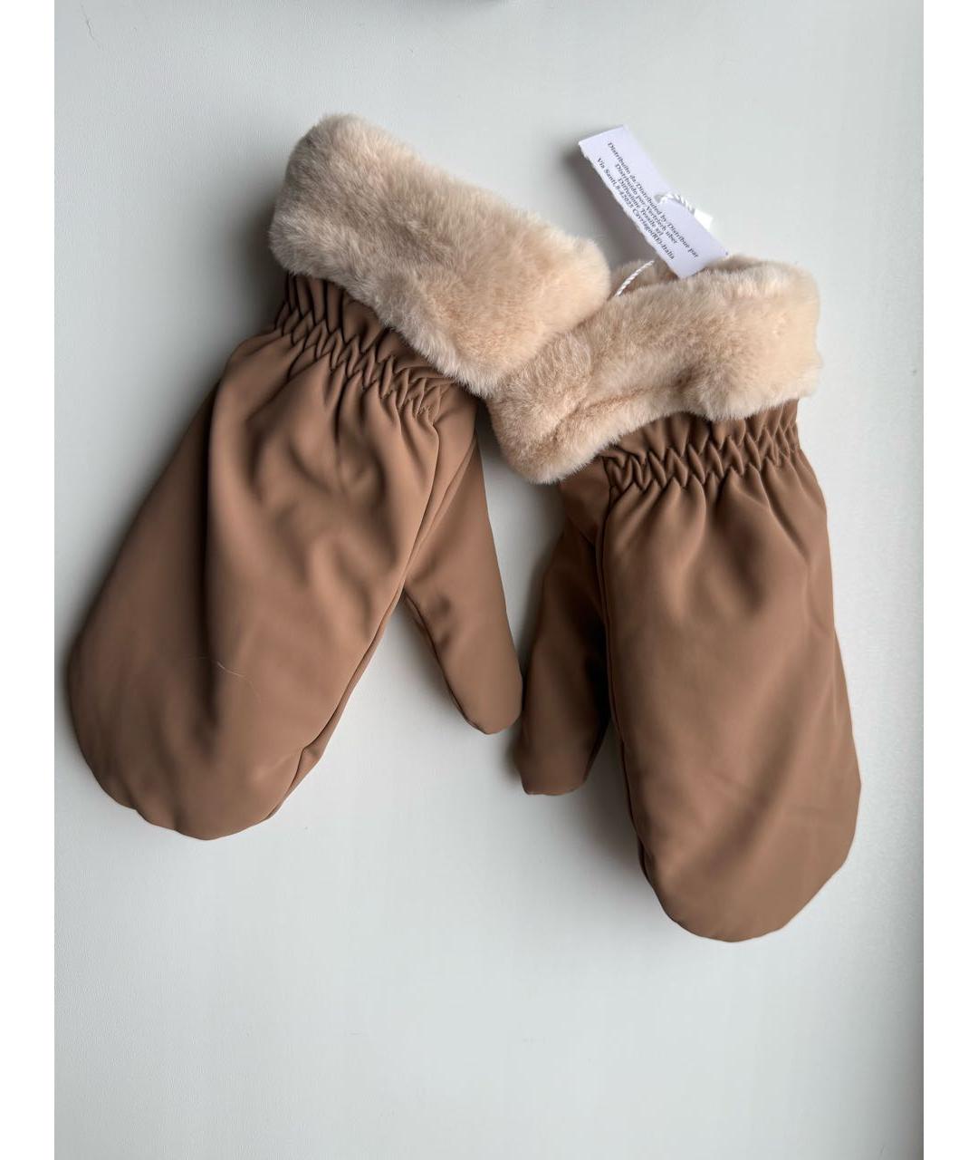 MAX MARA Бежевые варежки, фото 5