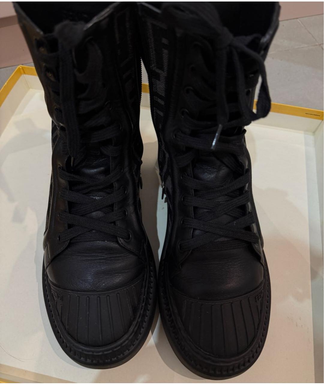 FENDI Черные кожаные ботинки, фото 2