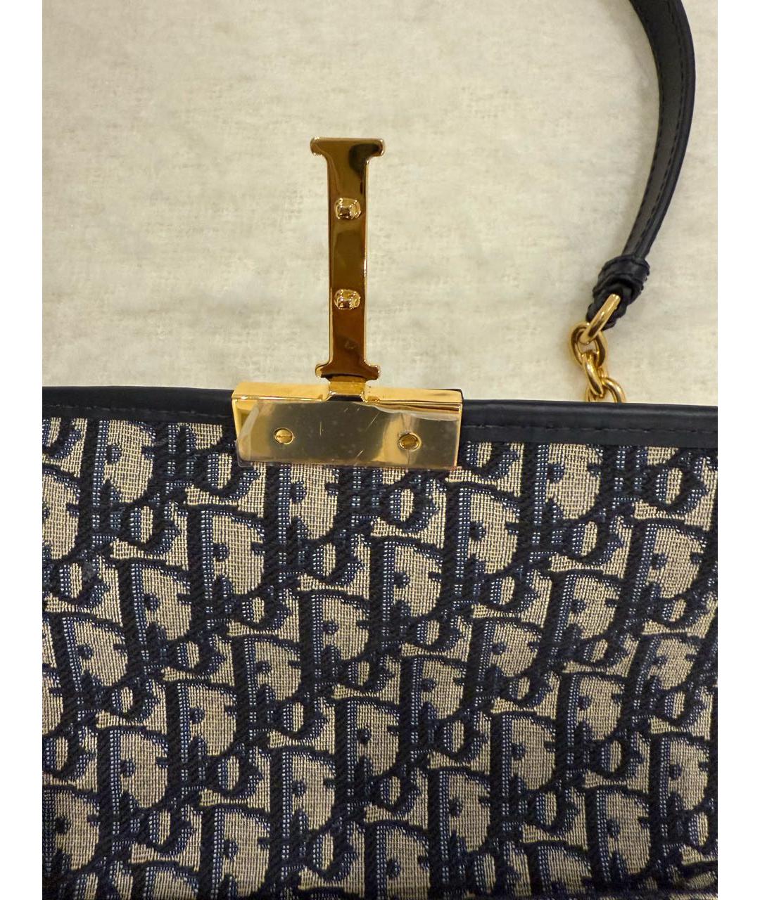 CHRISTIAN DIOR Темно-синяя кожаная сумка через плечо, фото 4