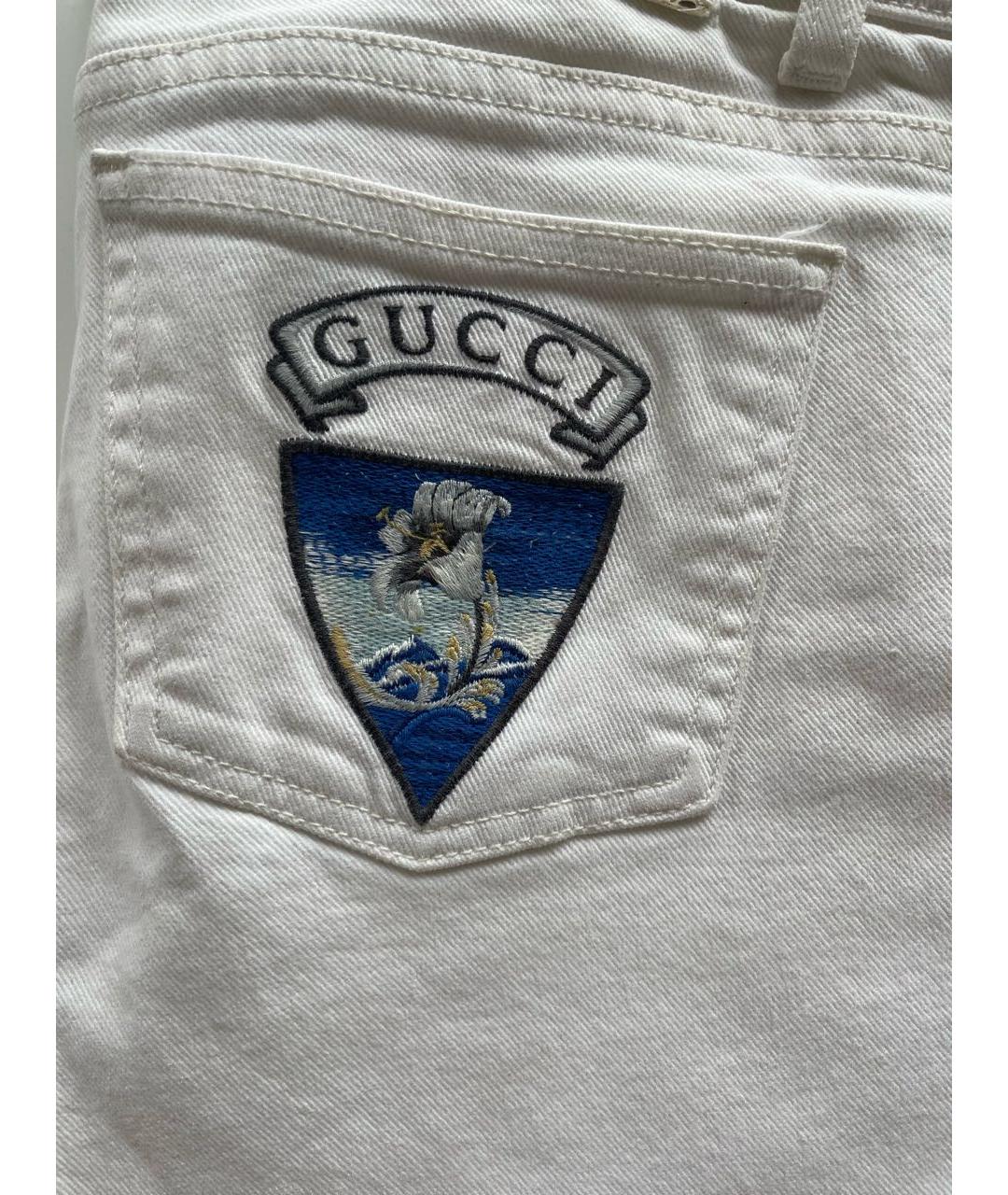GUCCI Белые хлопковые джинсы слим, фото 3