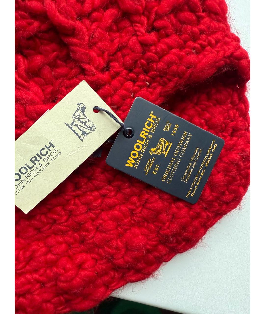 WOOLRICH Красная шерстяная шапка, фото 5