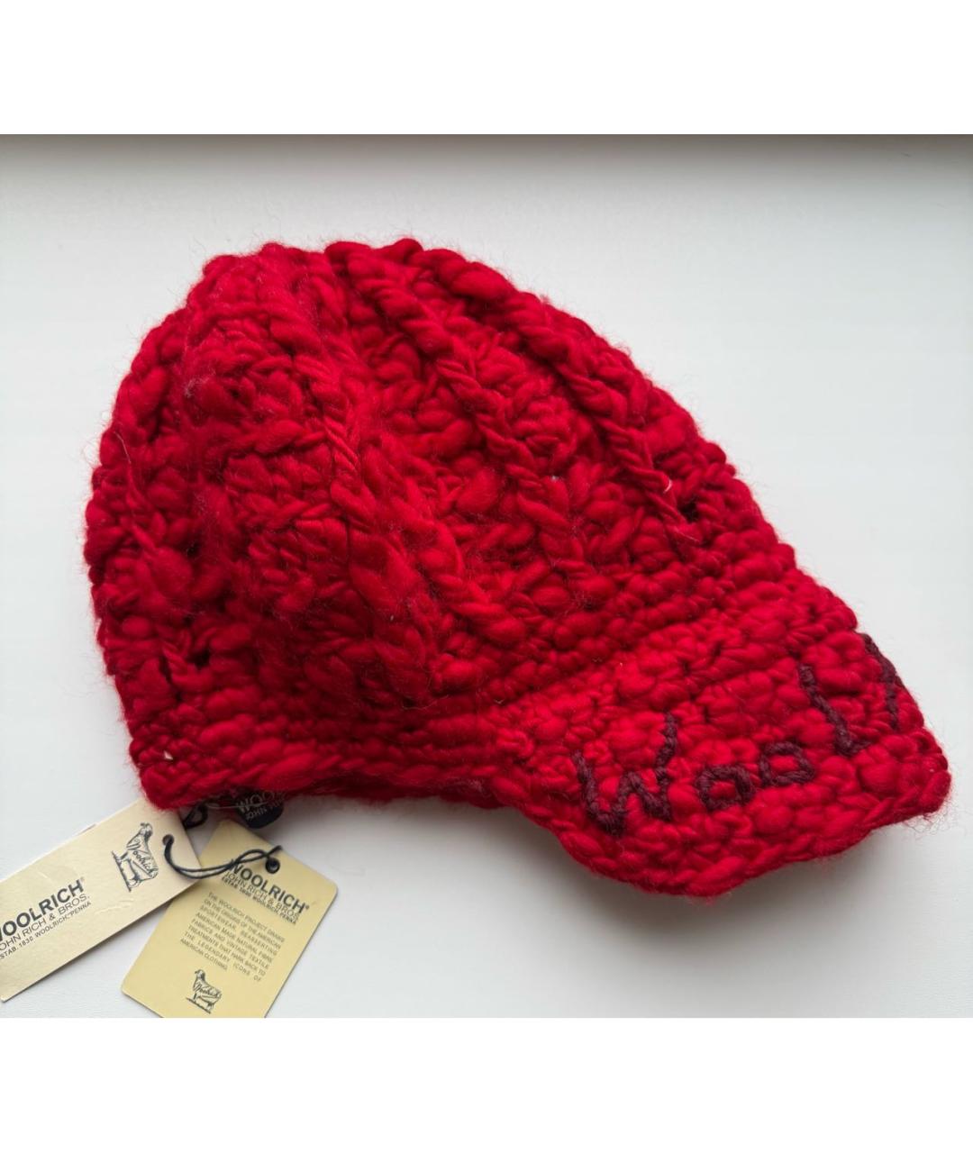 WOOLRICH Красная шерстяная шапка, фото 7
