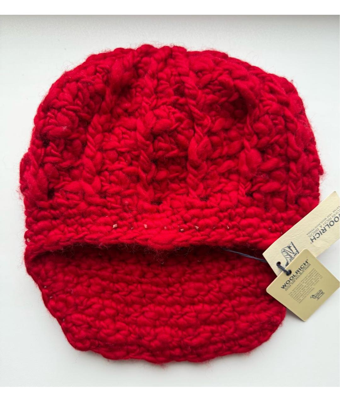 WOOLRICH Красная шерстяная шапка, фото 4
