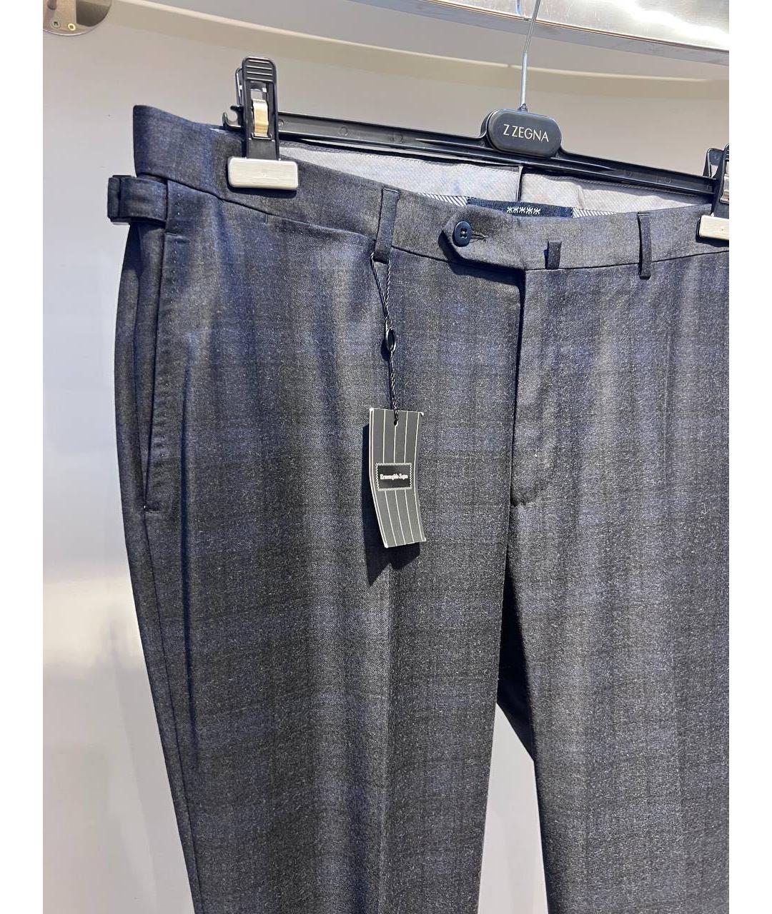 ZZEGNA Темно-синие шерстяные классические брюки, фото 3