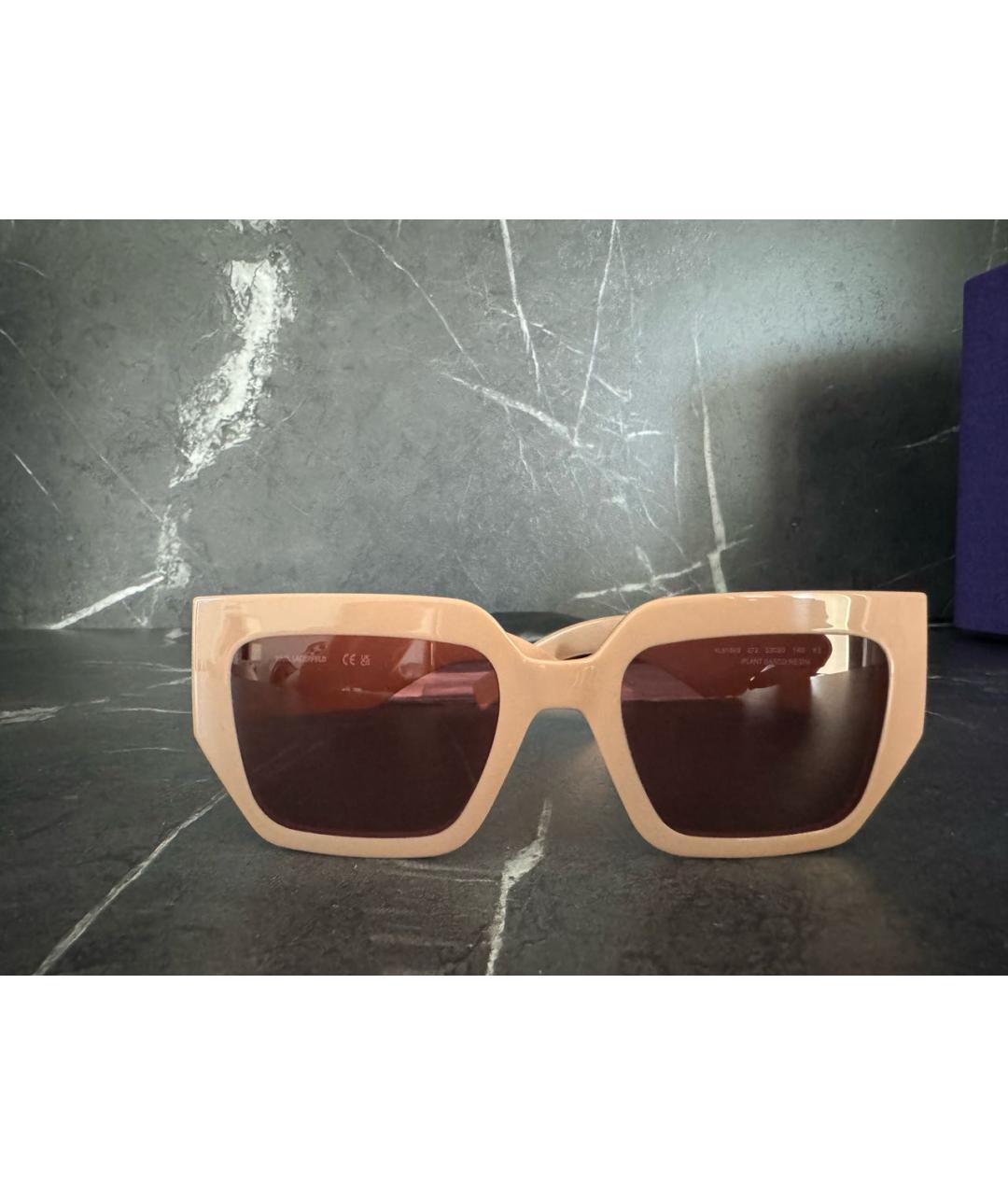 KARL LAGERFELD Бежевые пластиковые солнцезащитные очки, фото 9