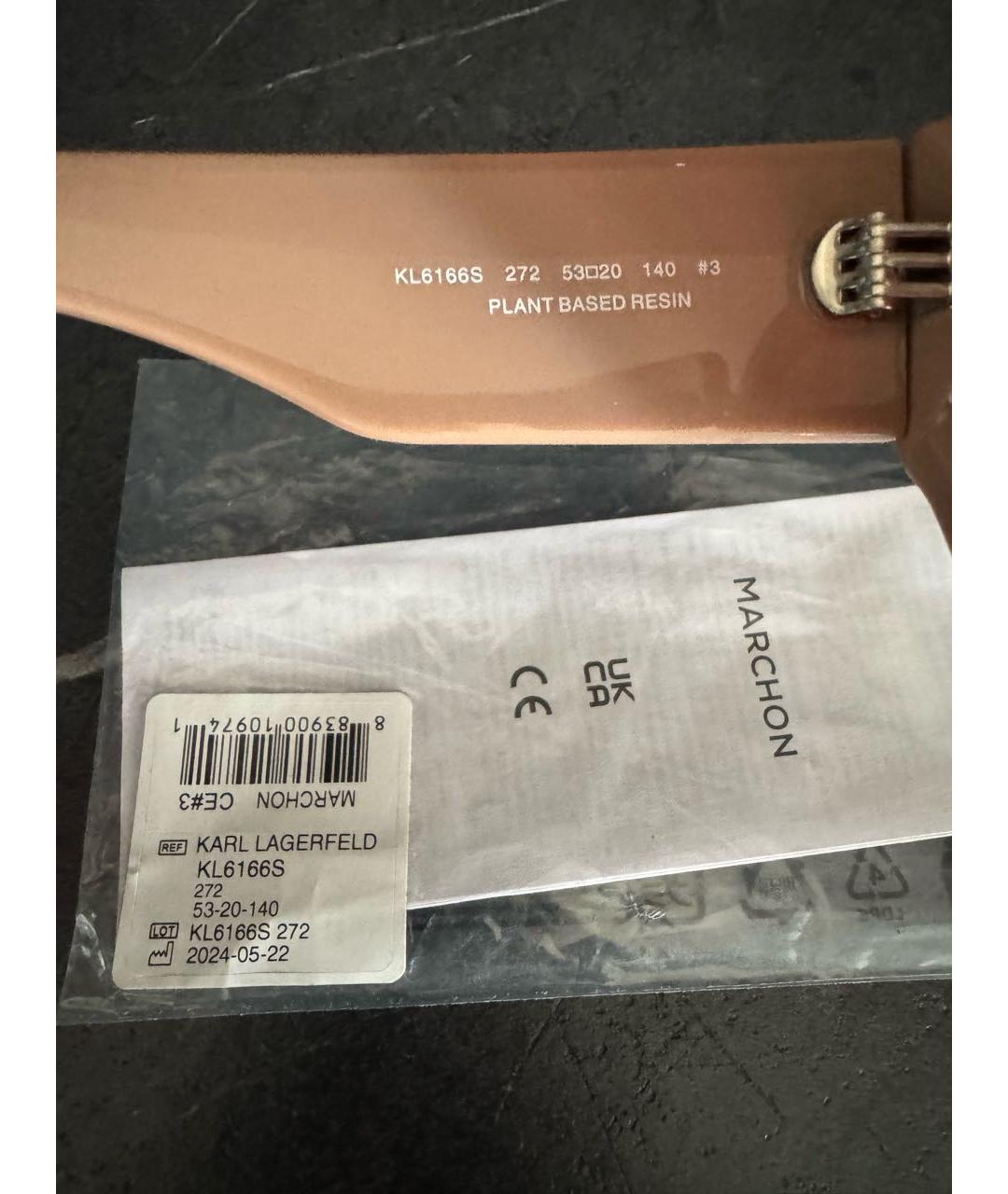 KARL LAGERFELD Бежевые пластиковые солнцезащитные очки, фото 7