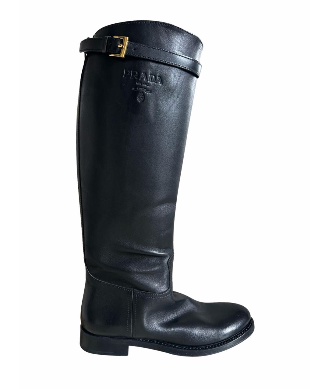 PRADA Черные кожаные сапоги, фото 1