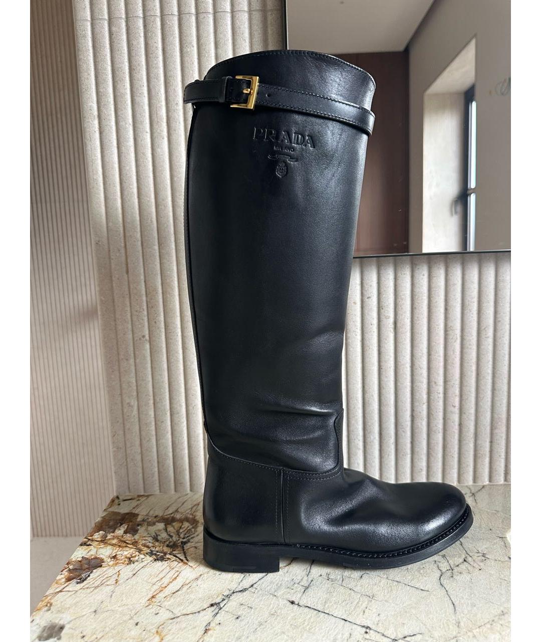 PRADA Черные кожаные сапоги, фото 5