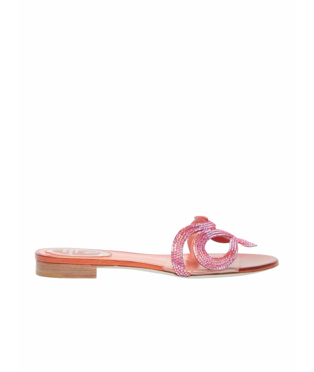 RENE CAOVILLA Коралловые кожаные сандалии, фото 1