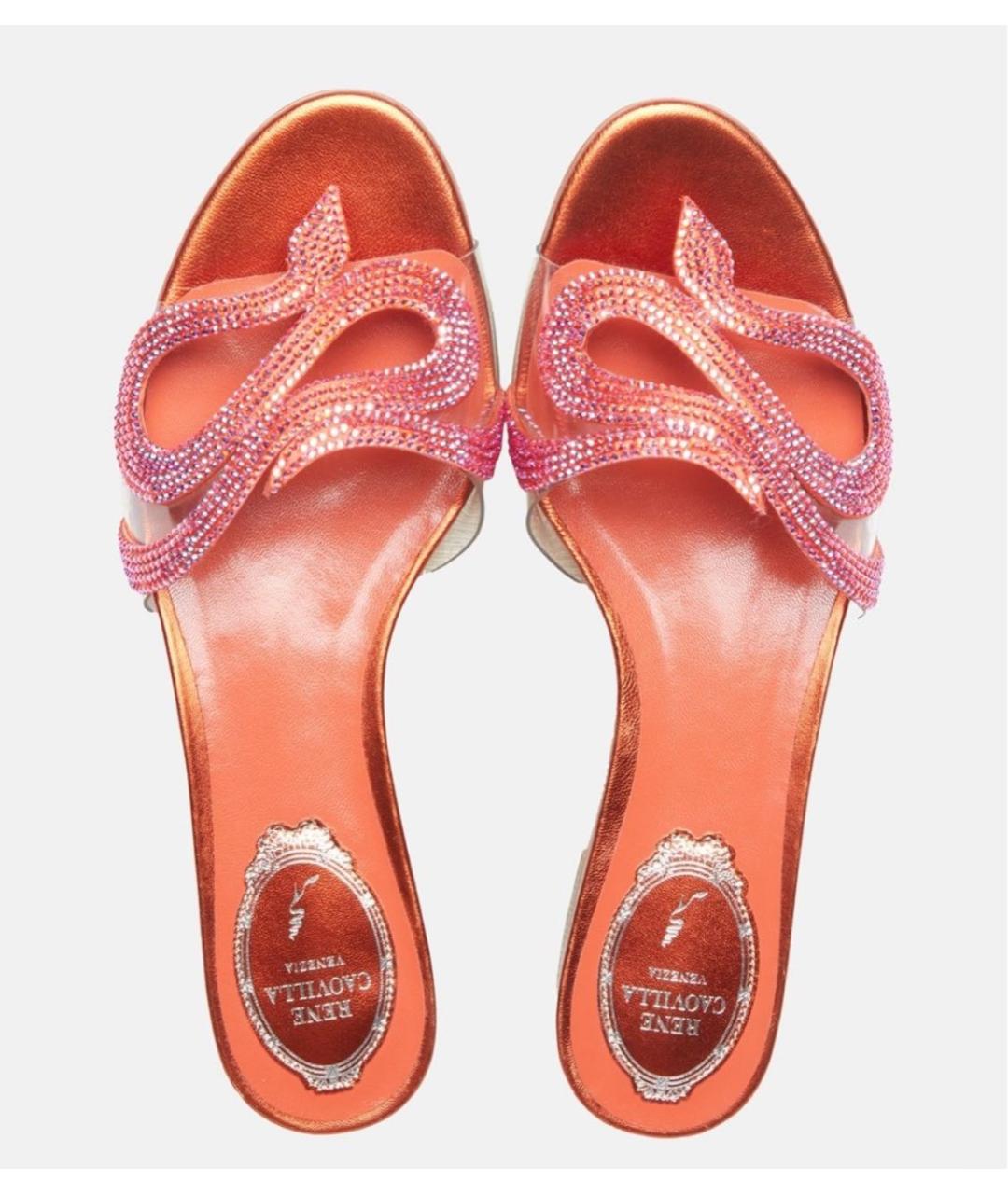 RENE CAOVILLA Коралловые кожаные сандалии, фото 2