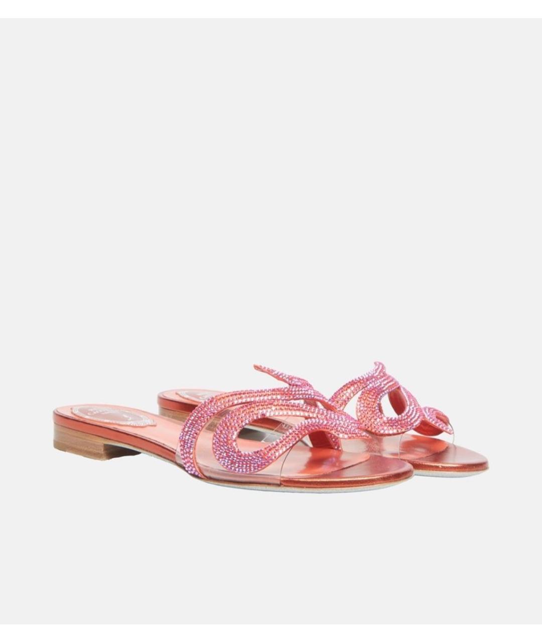 RENE CAOVILLA Коралловые кожаные сандалии, фото 3