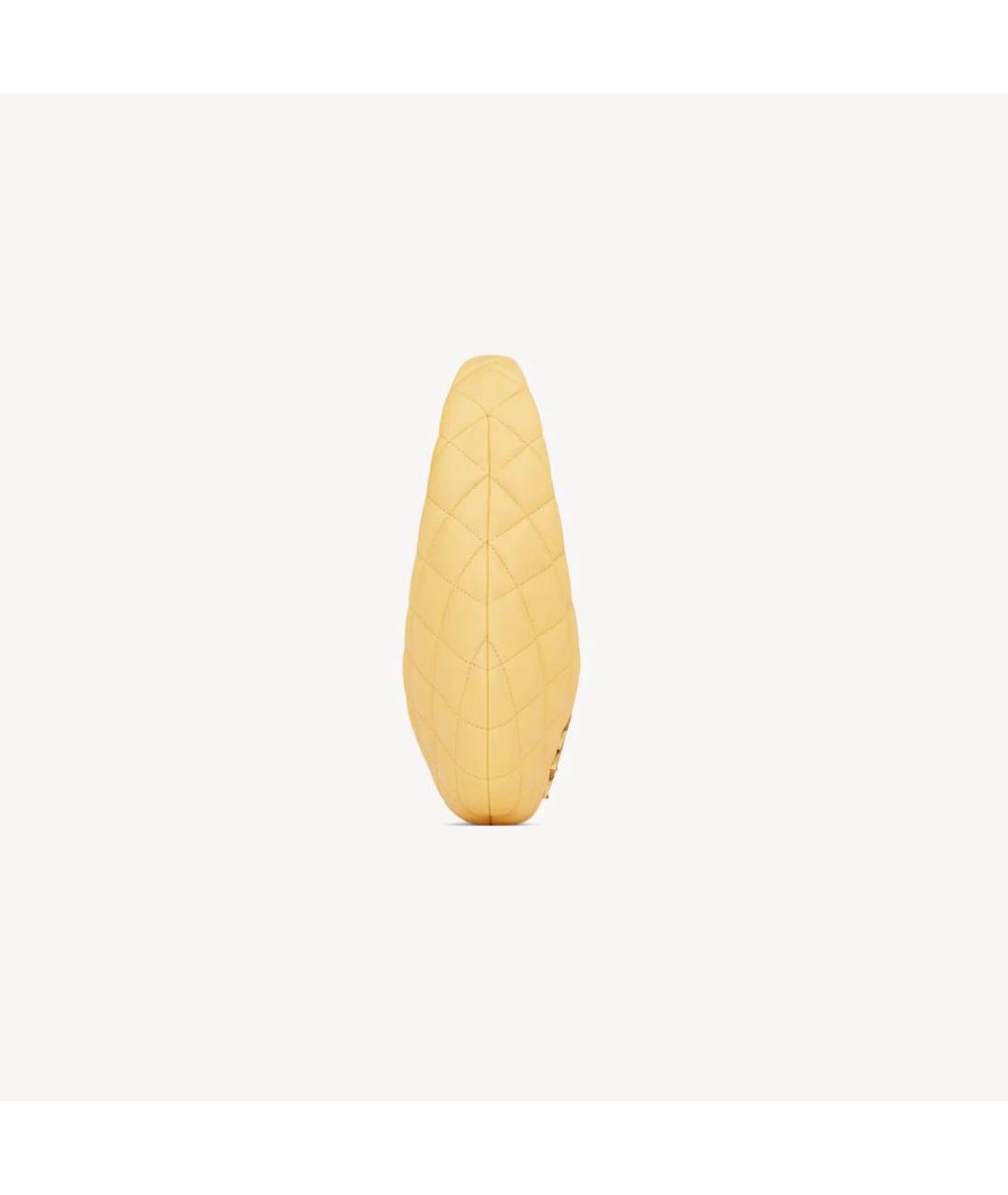 SAINT LAURENT Желтая кожаная сумка с короткими ручками, фото 3