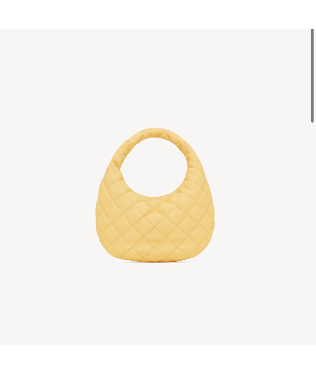 SAINT LAURENT Желтая кожаная сумка с короткими ручками, фото 2