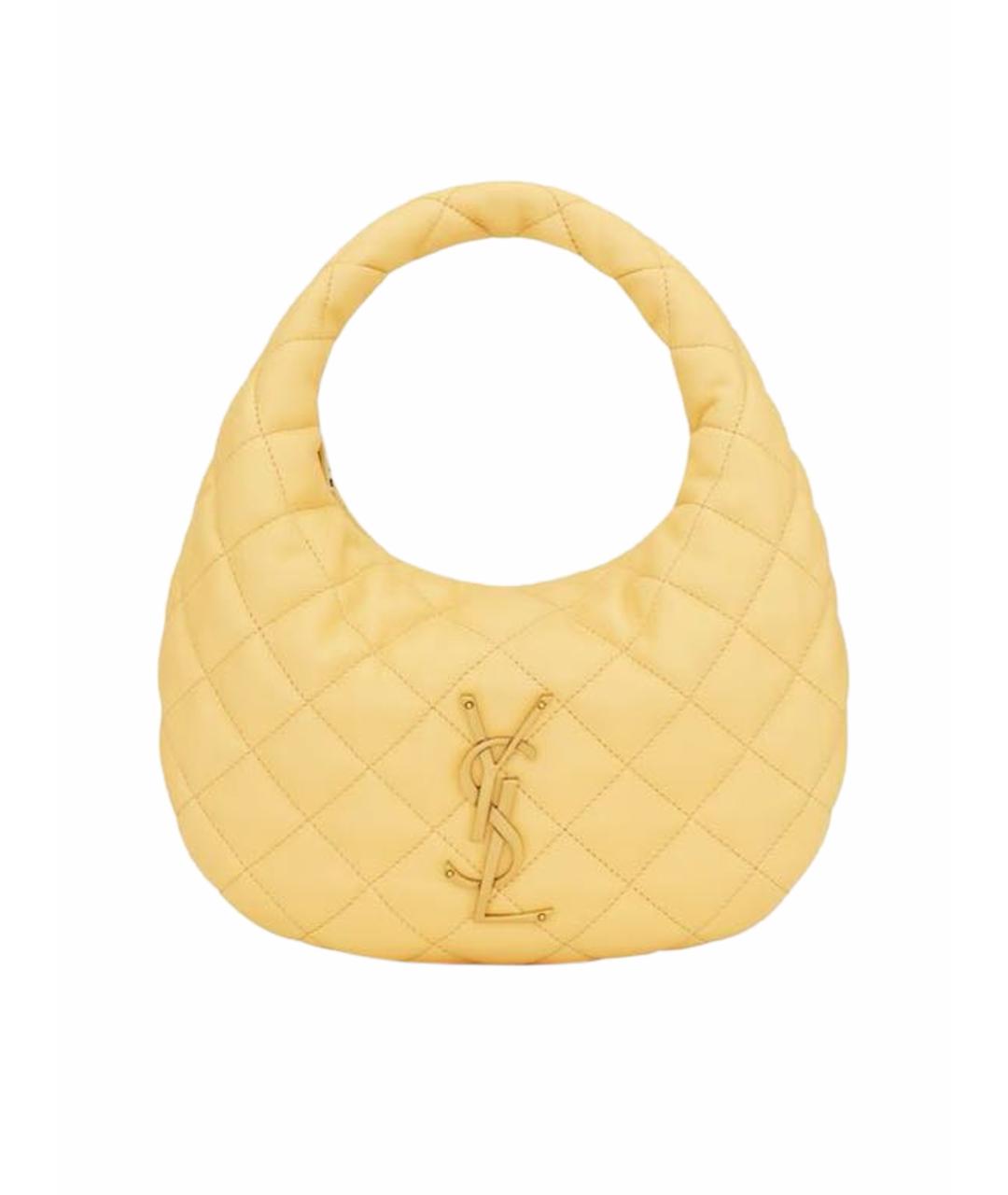 SAINT LAURENT Желтая кожаная сумка с короткими ручками, фото 1