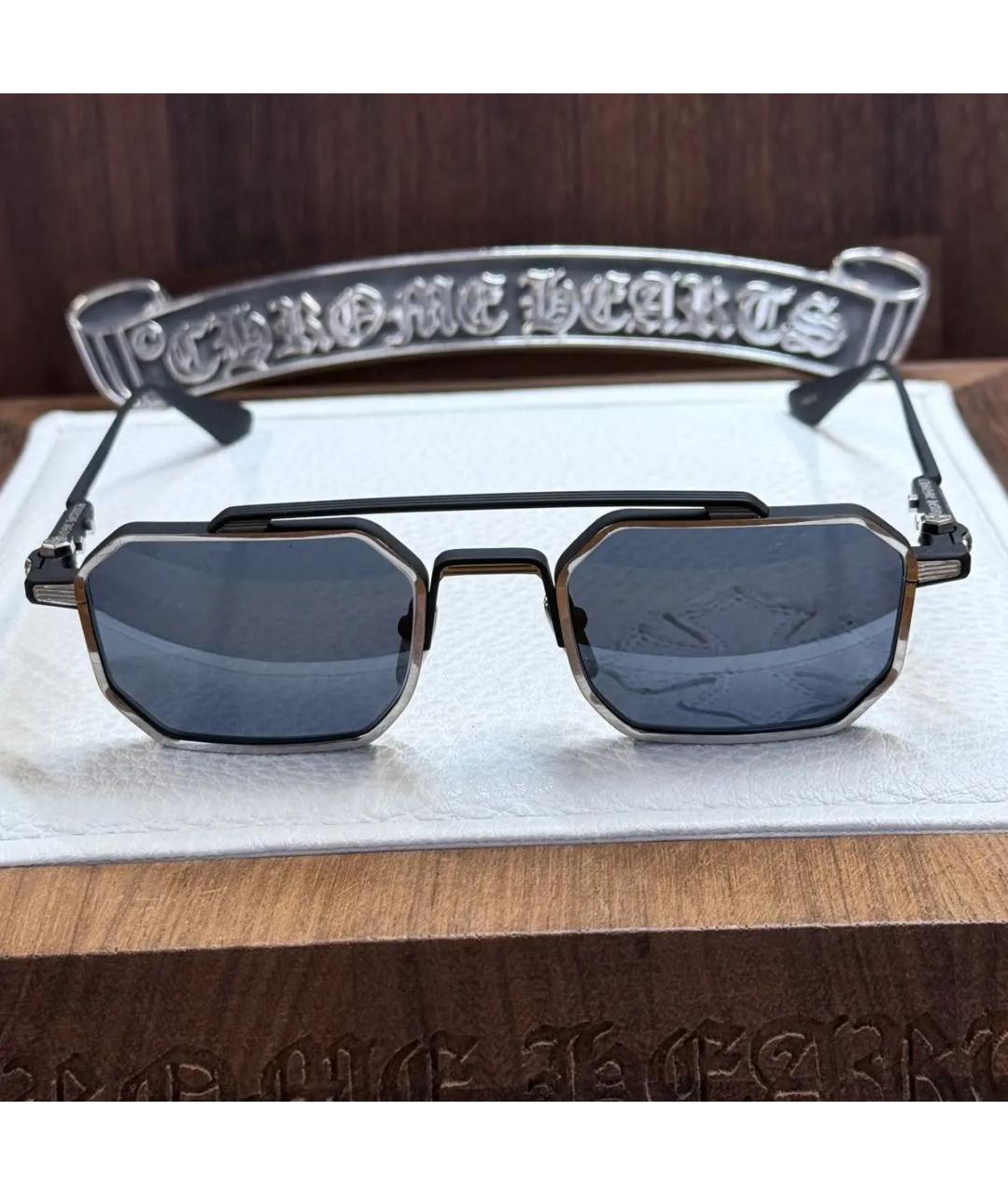 CHROME HEARTS Черные металлические солнцезащитные очки, фото 3