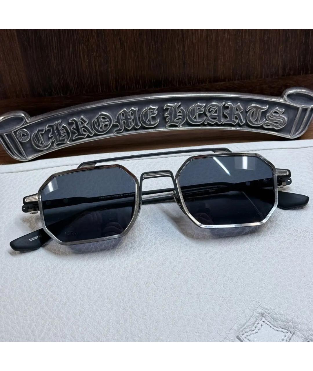 CHROME HEARTS Черные металлические солнцезащитные очки, фото 8