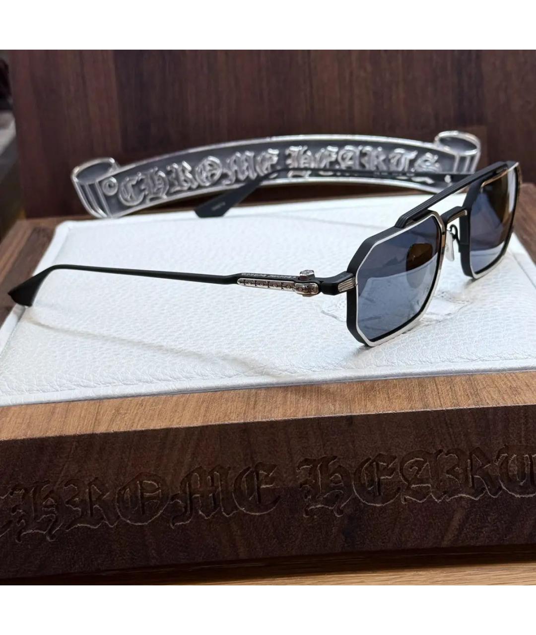 CHROME HEARTS Черные металлические солнцезащитные очки, фото 4