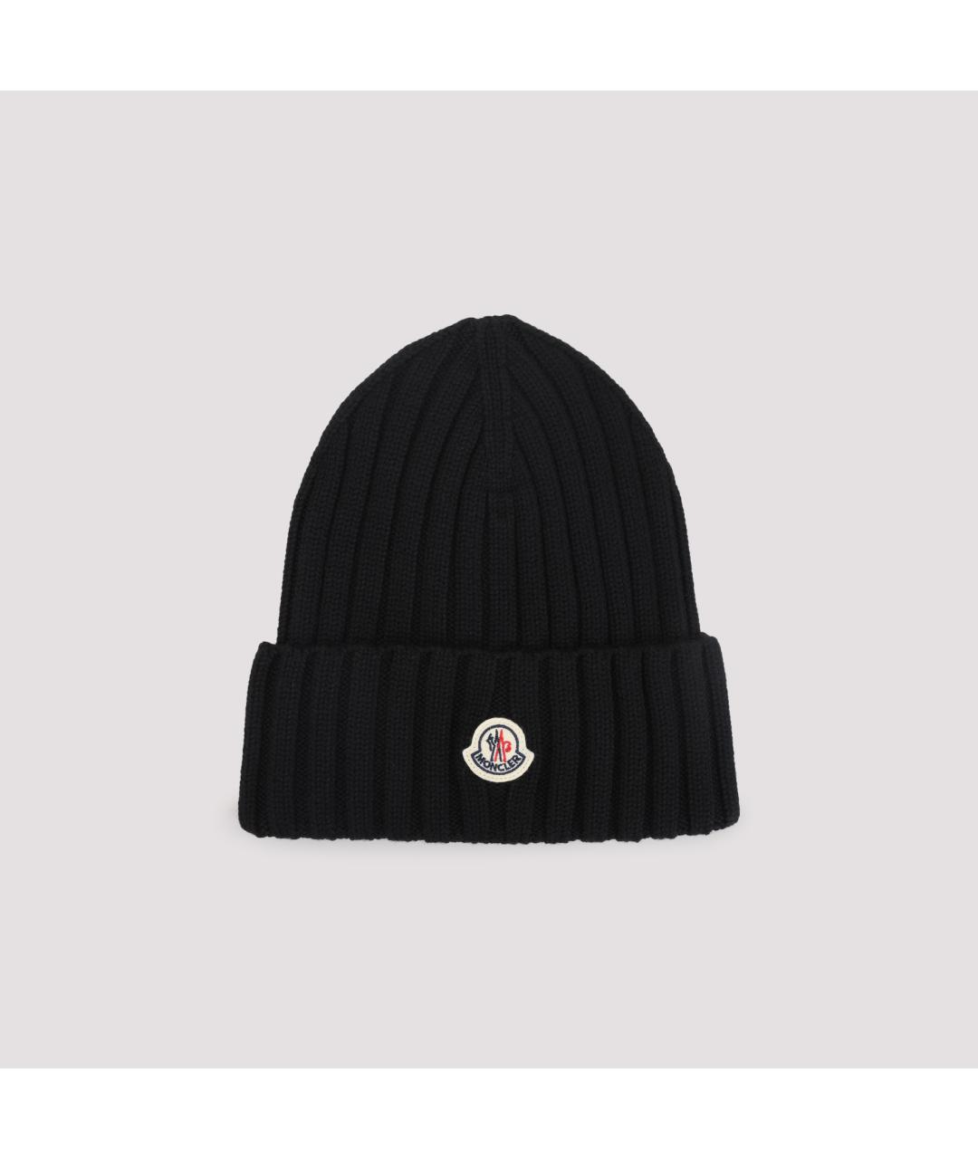 MONCLER Черная шерстяная шапка, фото 2