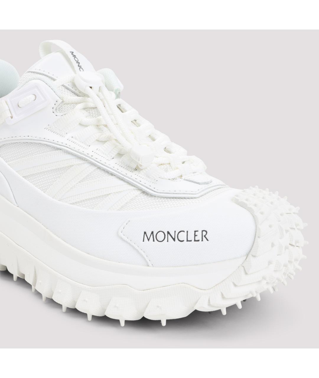 MONCLER Белые кожаные кроссовки, фото 4