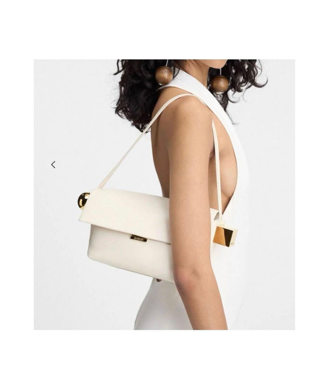 JACQUEMUS Бежевая кожаная сумка через плечо, фото 7