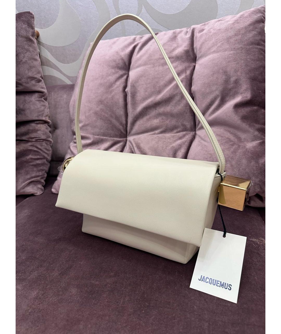 JACQUEMUS Бежевая кожаная сумка через плечо, фото 5