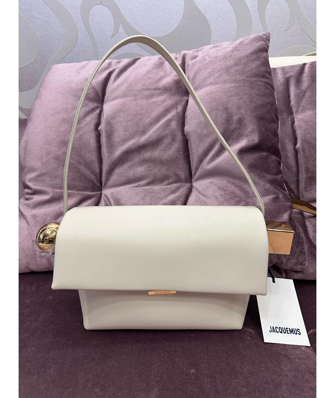 JACQUEMUS Бежевая кожаная сумка через плечо, фото 2