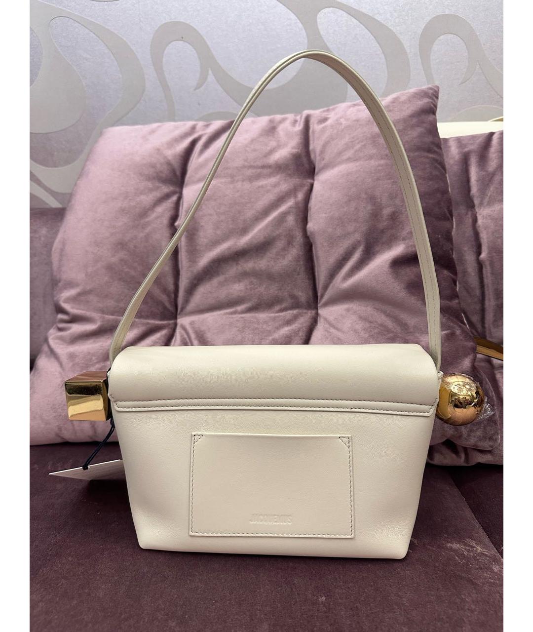 JACQUEMUS Бежевая кожаная сумка через плечо, фото 3