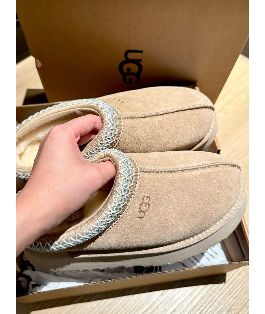 UGG AUSTRALIA Бежевые замшевые сабо, фото 6