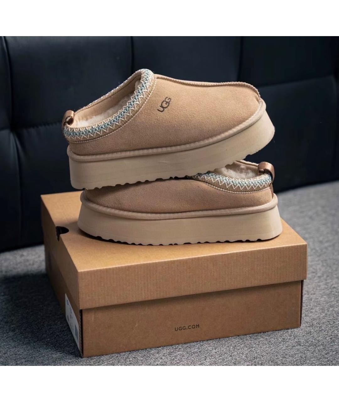 UGG AUSTRALIA Бежевые замшевые сабо, фото 3