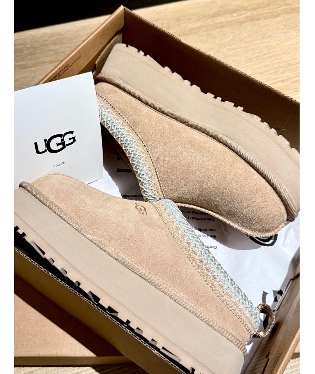 UGG AUSTRALIA Бежевые замшевые сабо, фото 5