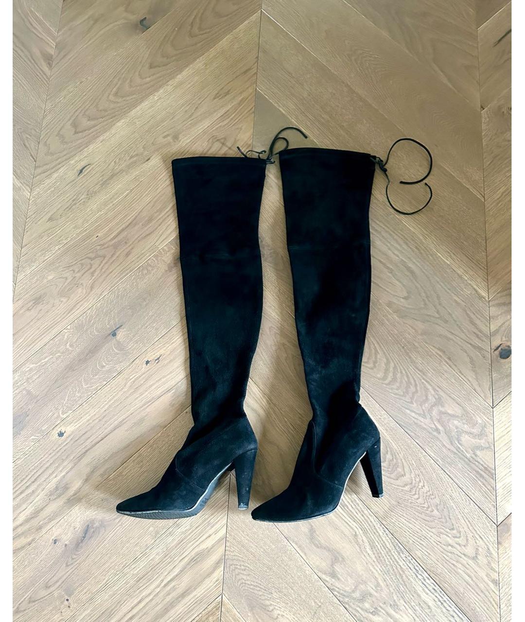 STUART WEITZMAN Черные замшевые ботфорты, фото 7
